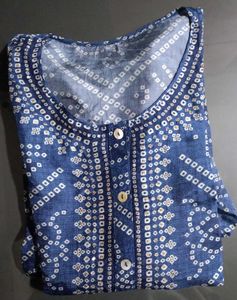 Blue Bandhani Cotton Kurti 💙