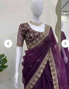 New Wine Shade Saree With Designer Blouse Piece