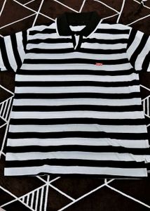 Striped Polo Top with Levis Logo