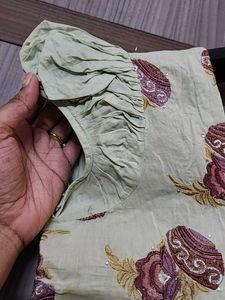 Light Pista Green Kurti Suit Set