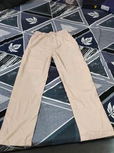 Beige Wide Leg Trousers