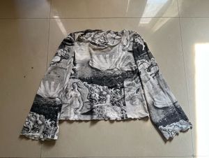 Vintage Art Print Long Sleeve Top