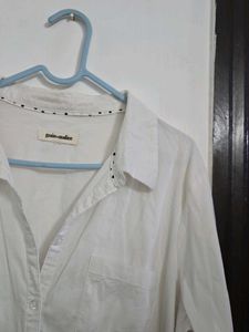 Elegant White Collared Shirt fits M~XL length 28