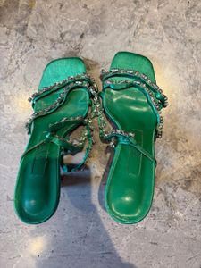 Zara Emerald Green Embellished Heels