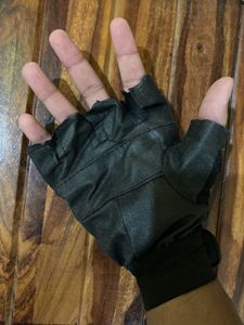 Leather And Polyester Gym/driving Gloves