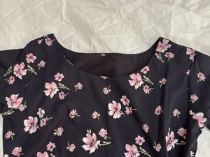 Printed Floral Gown With Round Neckline