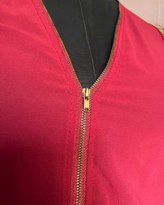 Wine red sheer top with gold detailed chai