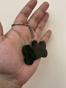 Green Glitter Bone Keychain