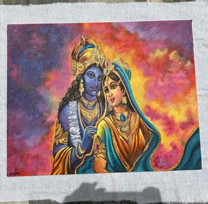 Krishna Radha Canvas Painting On 16×20 Inches