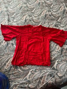Red Top With Bell Sleeves
