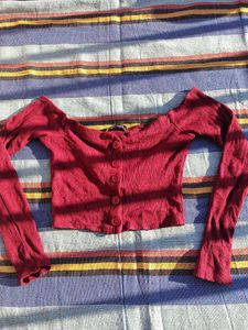 Maroon off shoulder top
