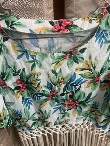 Floral Print Fringe Top