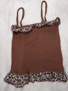 Brown Y2k Crop Top