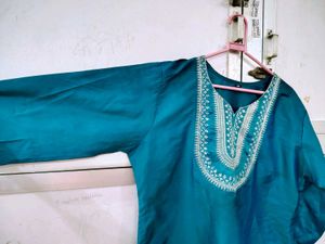 Teal Embroidered Kurta