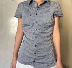 Gray Fitted Button-Down