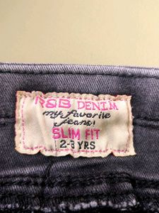 Girls Gray Denim Jeggings