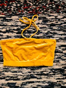 Yellow Velvet Tie Top