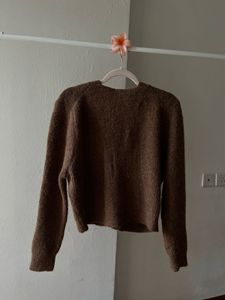 Mohair Blend Brown Buttoned Down Cardigan