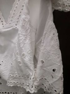 Zara White Eyelet Blouse