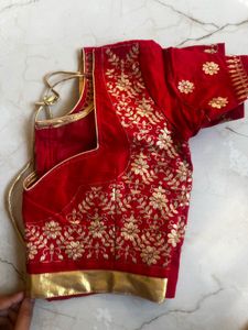 Elegant Orange Saree with stitched blouse