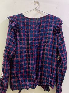 Embroidered Plaid Top