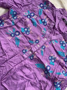 Purple Embroidered Tunic Dress/Kurta