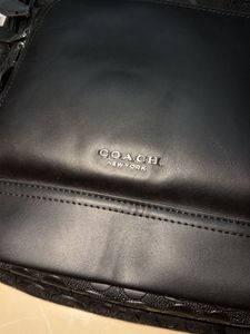 Unisex Coach Leather Backpack Black
