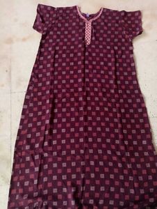 Maroon Checked Nightgown
