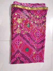 Brand New Bandhani Printed Saree with tikki work