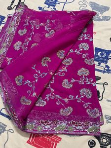 Rani Work Saree