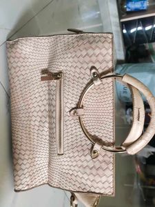 Woven Tote Bag with Metal Handle