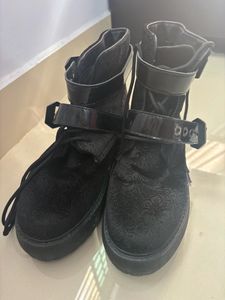Black Boots Velvet Material