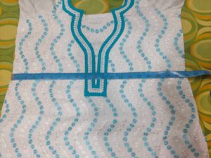 Blue And White Suit With Dupatta