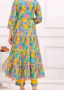 Free shipping multi coloured stunning anarkali set