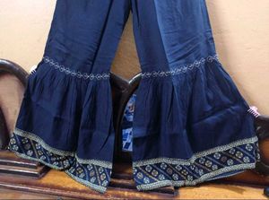 Elegant Navy Blue Embroidered Sharara Set