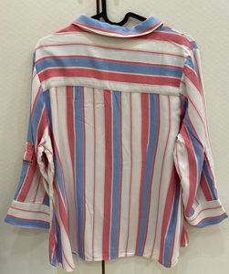 Gia Curves Pink &amp; Blue Striped Shirt