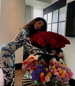 Abstract Print Evening Dress