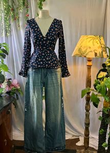 H&amp;M Floral Wrap Top