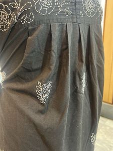 Embroidered Black Maxi Night Gown