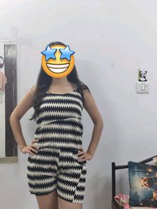 Striped Knit Romper Set