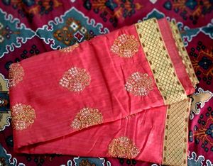 Embroidered Pink Saree