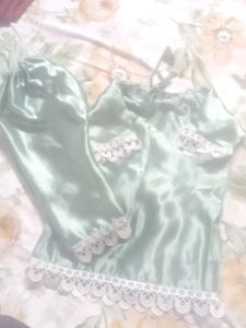 Mint Satin Pajama Set