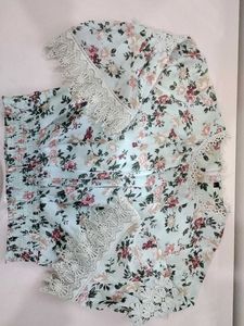 Floral Lace Trimmed Top