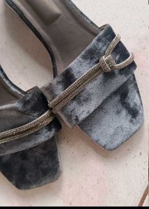 Grey Velvet Flats