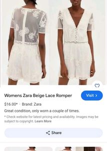 Zara Beige Lace Romper
