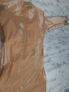 Gold Patterned Waistcoat Set With Pant And Kurta