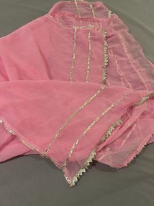 Beautiful Pink With Silver Work Dupatta