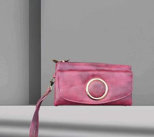 &#34;Vintage Maroon Pouch Bag with Multiple Zippers