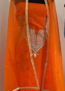 Organaza Heavy Wedding Orange Salwar Kameez Suit