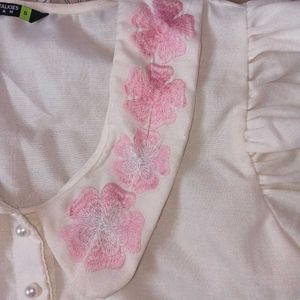 White Collar Puff Sleeves Casual Top/Shirt